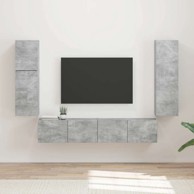 Set zidnih TV komoda 4 kom, konstruirano drvo, betonski sivi