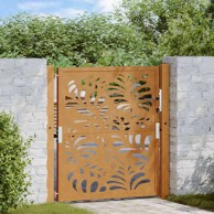 Vrtna vrata valoviti dizajn otporni čelik 105x105 cm, smeđa