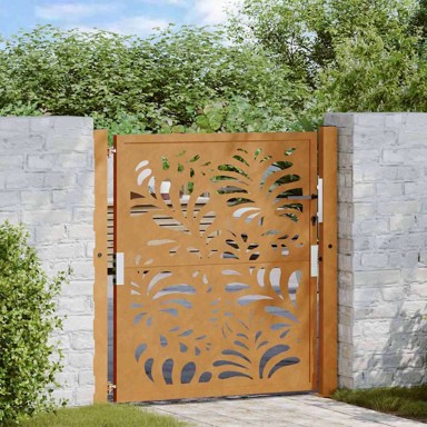 Vrtna vrata valoviti dizajn otporni čelik 105x105 cm, smeđa