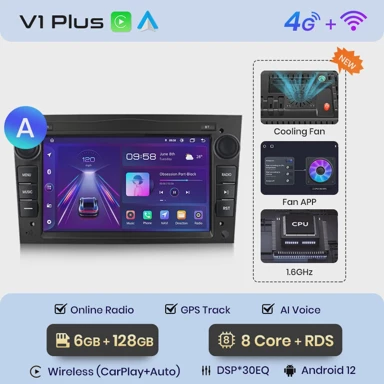 Multimedija uređaj, Android za Opel/Vauxhall Astra, Corsa, Vectra, 4G, 6GB/128GB, A