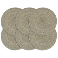 Podmetači 6 kom obični/sivi 38 cm okrugli od jute
