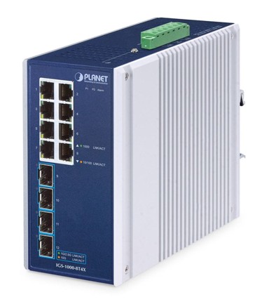 PLANET Industrijski switch, 8 portova, Gigabit Ethernet, IP30, plava