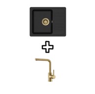 AQUASANITA Set sudoper Notus SQ102W i slavina Zora PVD, Black metallic/zlato