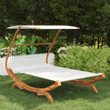 Vrtni ležaj s nadstrešnicom 165x198x140 cm savijeno drvo krem