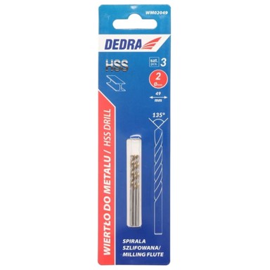 DEDRA Svrdlo za metal HSS 4341, 2 x 49 mm, 3 komada