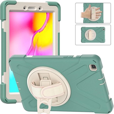 NIKCORP Zaštitna maska za Samsung Galaxy Tab A 8.0 s rotirajućim stalkom i naramenicom, zelena
