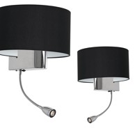 Zidna svjetiljka Casino, 1xE27 + 1W LED, crno-krom