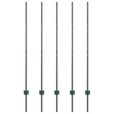 Ograda stupovi 5 kom u-kanal, 140 cm, čelik, zelena  
