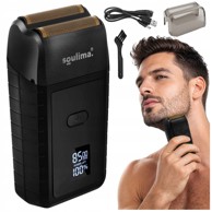 SOULIMA muški bežični brijač za lice i bradu s USB punjenjem, LCD zaslonom i 2 oštrice, crni