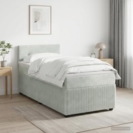 Boxspring krevet s madracem 100 x 200 cm od baršuna, svjetlosivi
