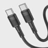 HOCO Kabel tip C na tip C, 60 W, 3 A, 1 m, crni