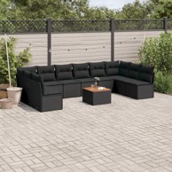 11-dijelni set vrtnih sofa od poliratana s jastucima crni