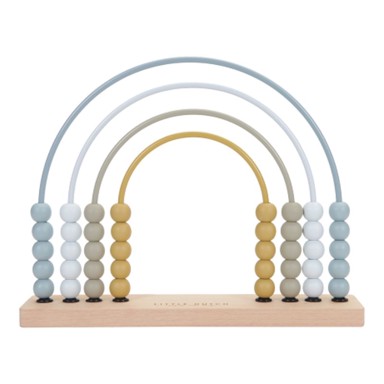 LITTLE DUTCH Abakus Drveno računalo Blue, drvena podloga, metalni lukovi, 27.5 x 6 cm, boje na bazi vode, dob 12m+