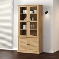 Vitrina sa staklom VIGO, 85x35x170 cm, masivna borovina, smeđa