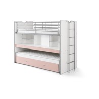 VIPACK Bijeli/ružičasti dječji krevet na kat/s dodatnim ležajem s prostorom za odlaganje s podnicom 90x200 cm Bonny 