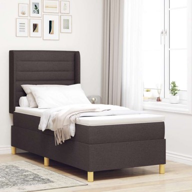 Box Spring krevet s madracem, tamnosmeđi, 90x200 cm