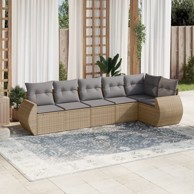 6-dijelni set vrtnih sofa s jastucima bež od poliratana