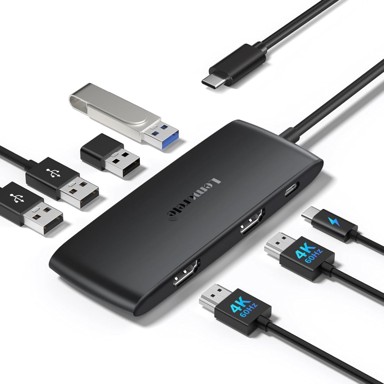 LEMORELE USB-C čvorište B0DZBM479R, priključna stanica, Dual HDMI 4K@60Hz, 4 x USB, PD 100 W