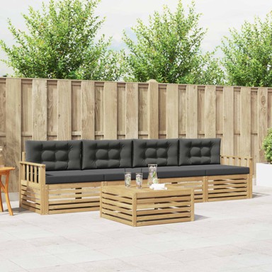 Set vanjskih sofa, 5-dijelni, masivno bagremovo drvo, bijela i antracit
