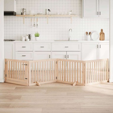 Vrata za pse s vratašcima 4 panela sklopiva 320 cm drvo topole 80 x 60 x 2 cm, prirodna