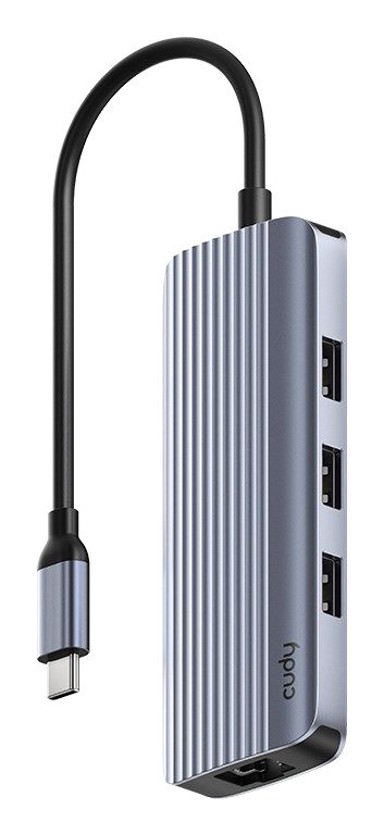 CUDY USB-C docking stanica UH606, USB 3.2 Gen 1 Type-C, siva