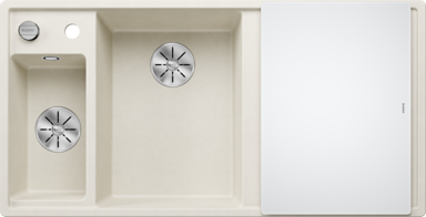 BLANCO Sudoper Axia III 6 S InFino, Silgranit, daska staklo, bazen lijevo, nježno bijela