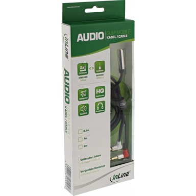 INLINE Audio kabel 99251 0,15 m 2 x 3.5 mm 3.5 mm, crni