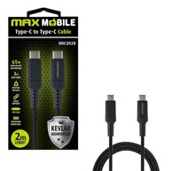 MAX MOBILE Kabel Type-C Type-C kevlar, crni