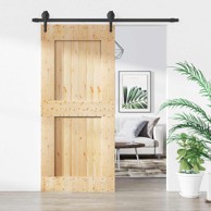 Klizna vrata 90 x 210 cm čvrsta borovina, prirodna i crna