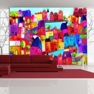 Foto tapeta Rainbow-hued town 400x309