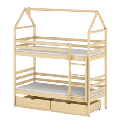 Drveni dječji krevet na kat Alex s ladicom, 180 x 80 cm, svijetlo drvo