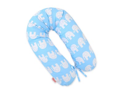 BOBONO Jastuk za trudnice, produženi, s odvojivom navlakom, Blue Elephants
