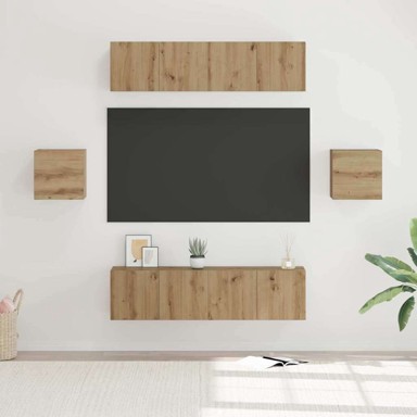 Set TV komoda 6 komada, 30.5 x 30 x 30 cm, hrast artisan