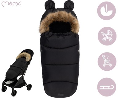 MOMI Vreća za spavanje, izotermična, vodootporna, univerzalna, krzno na skidanje, crna, 95×45 cm