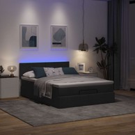 Otomanski krevet s madracem, crni, 140x200 cm