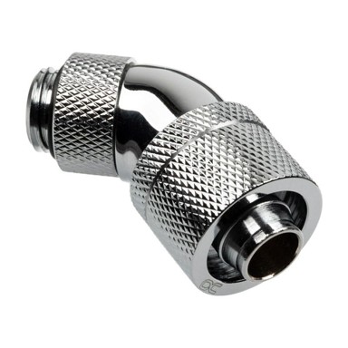 ALPHACOOL Spojnica 45° HF, G1/4 inča vanjski navoj na 16/10mm, rotirajući, krom