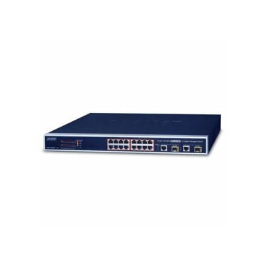 PLANET Switch 18-Port Web Managed PoE 16x 100Mbps 802.3at PoE 220W 2x 1G TP SFP Combo