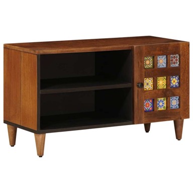 TV ormar s pohranom 80 x 31,5 x 46 cm, čvrsto drvo manga, orah