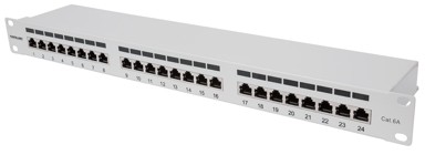 INTELLINET Patch panel 720854, Cat6a FTP, 24-portni, 1U, sivi