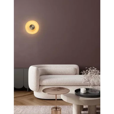 Zidna lampa Nous, LED, 8 W, 3000 K, 304 lm, brass gold i jantar
