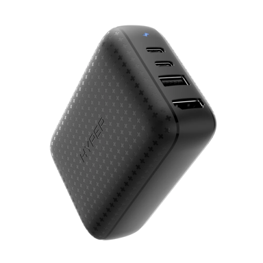 HYPERDRIVE GaN punjač i USB-C hub, 60 W, 4-portni, HDMI 4K, crna