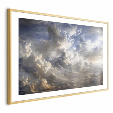Plakat Zlatni odsjaji na oblacima koji najavljuju sumrak, 30x21 cm, zlatni okvir s margom