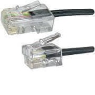 Modularni adapter, RJ11 na RJ45, muški na muški, duljina 2 m, crna