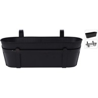 Metalna tegla žardinjera L37 cm, crna, s držačem