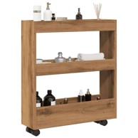 Uska kolica za pohranu s 3 razine, artisan hrast, konstruirano drvo