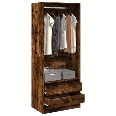 Ormar 80x50x200 cm s 2 ladice, dimljeni hrast