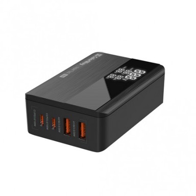 Mrežni punjač Power Delivery GaN, 2x USB-A + 2x USB-C, 100 W, crni