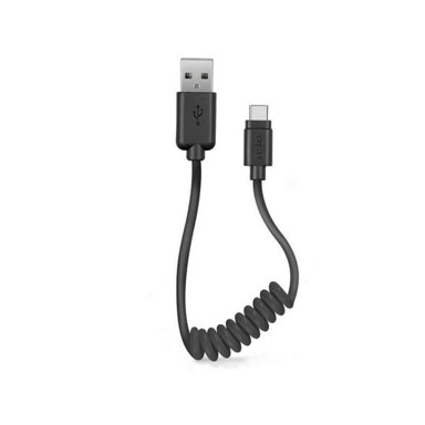 SBS Spiralni USB-C kabel, 0,5 m, crni