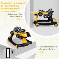 COSTWAY Hodalica za bebe 4-u-1, sklopiva, žuta