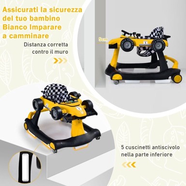 COSTWAY Hodalica za bebe 4-u-1, sklopiva, žuta